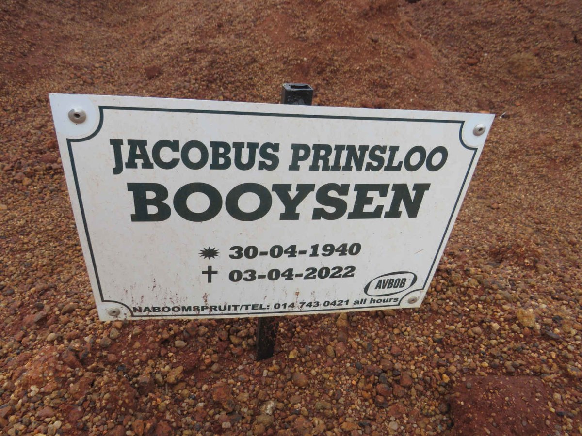 BOOYSEN Jacobus Prinsloo 1940-2022