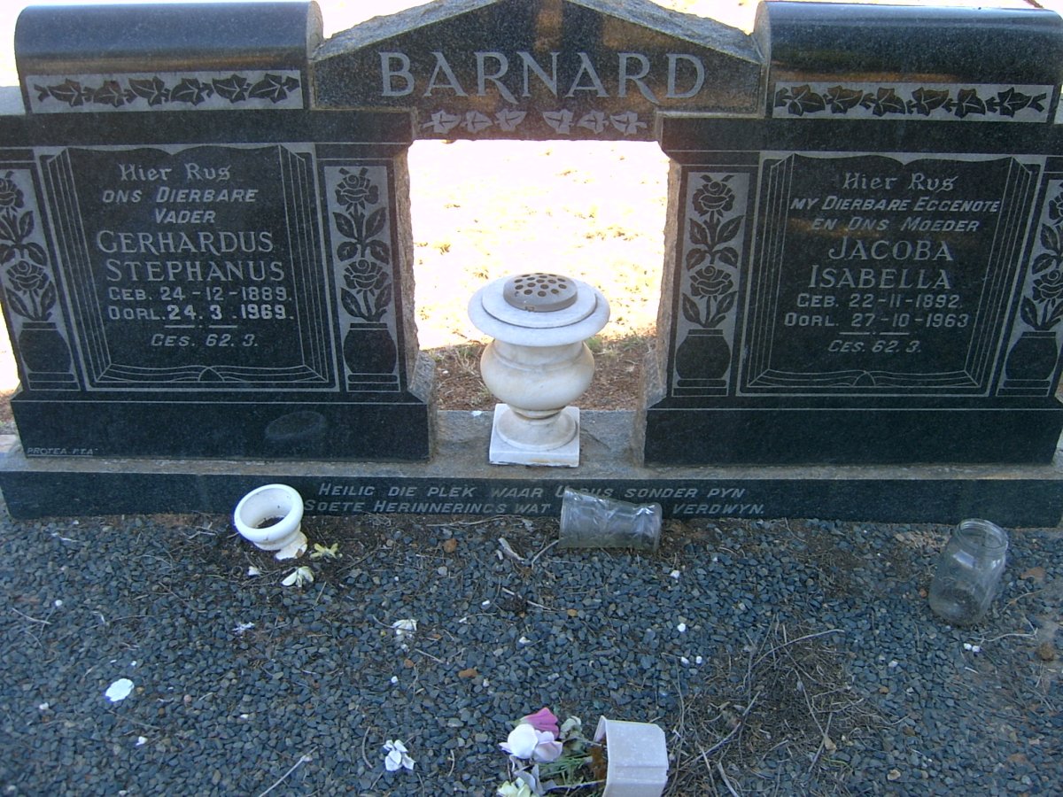 BARNARD Gerhardus Stephanus 1889-1969 &amp; Jacoba Isabella 1892-1963