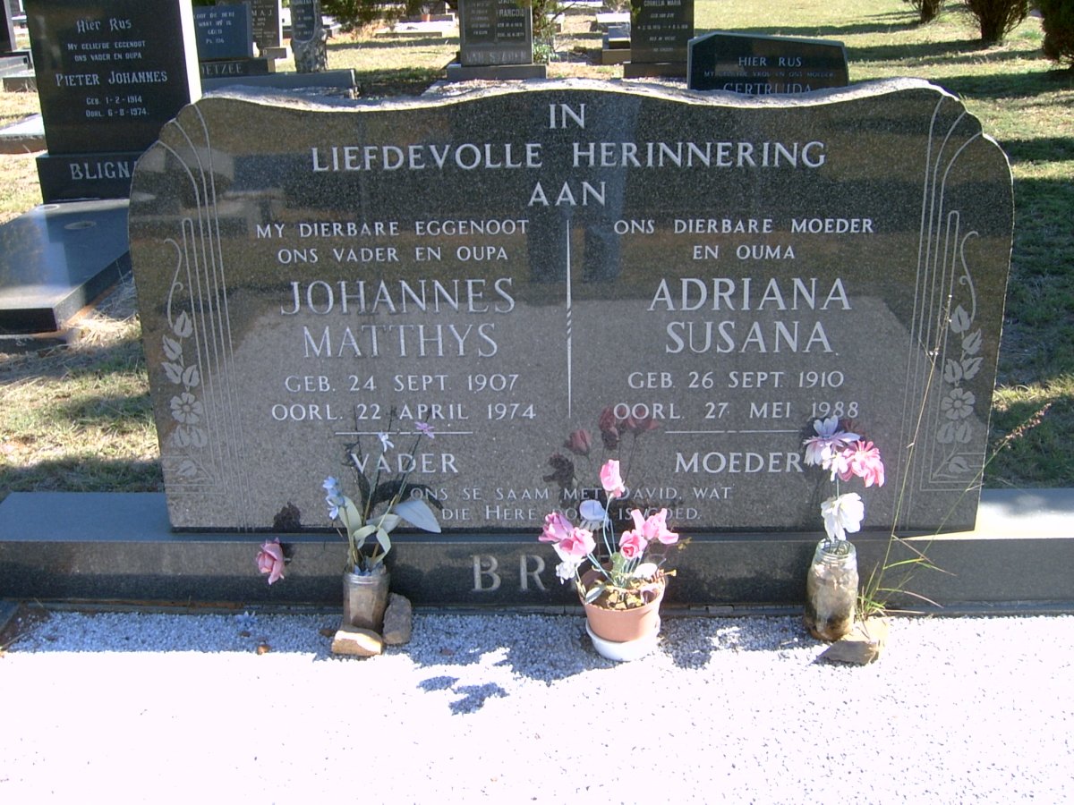 BRITS Johannes Matthys 1907-1974 &amp; Adriana Susana 1910-1988