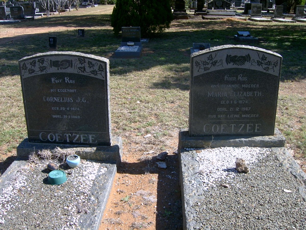 COETZEE Cornelius J.G. 1874-1960 &amp; Maria Elizabeth 1874-1967
