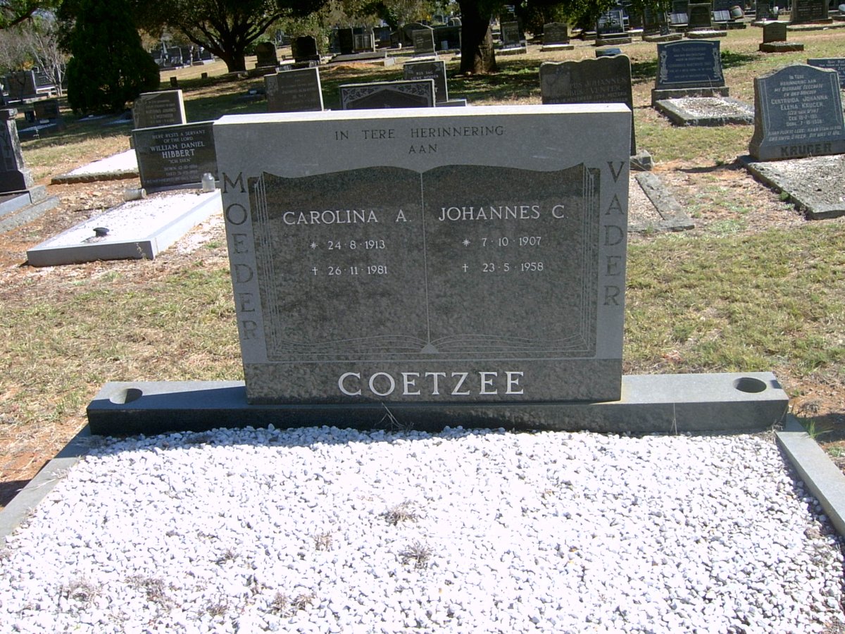 COETZEE Johannes C. 1907-1958 &amp; Carolina A. 1913-1981