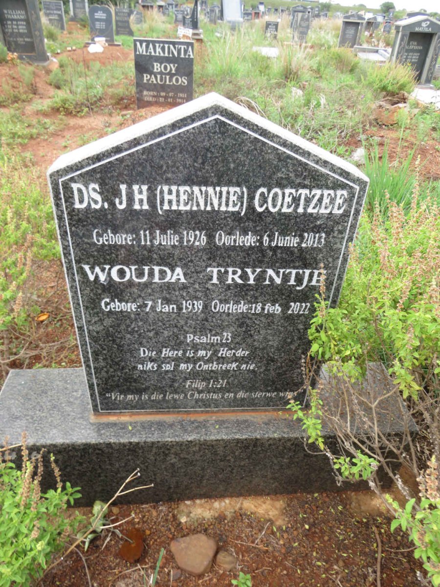 COETZEE J.H. Hennie 1926-2013 & Wouda Tryntje 1939-2022
