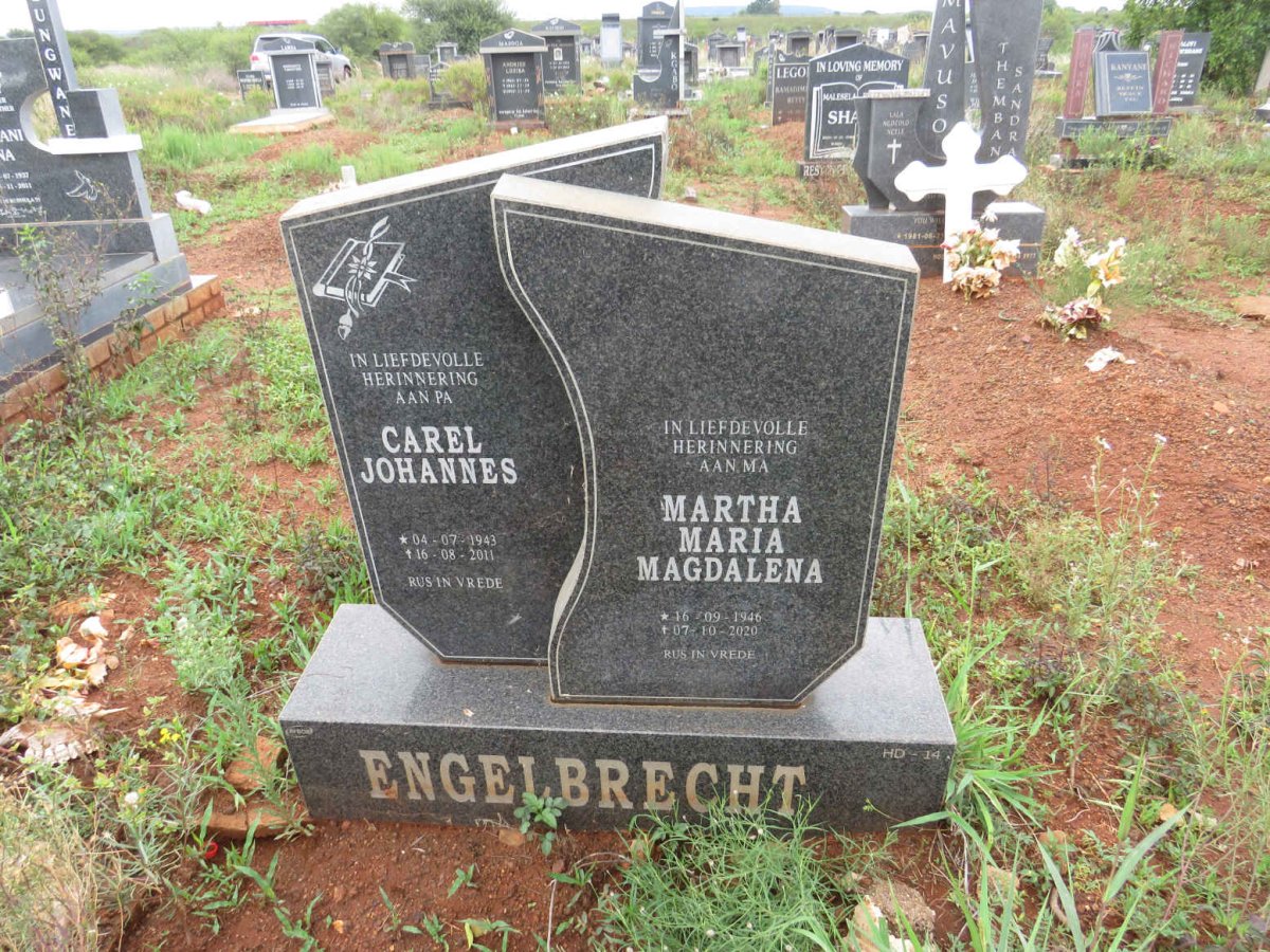 ENGELBRECHT Carel Johannes 1943-2011 & Martha Maria Magdalena 1946-2020