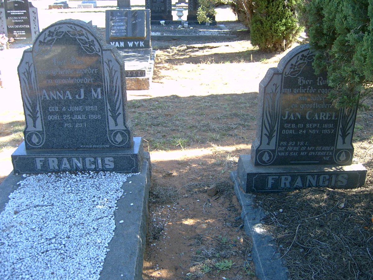 FRANCIS Jan Carel 1891-1957 &amp; Anna J.M. 18?8-1966