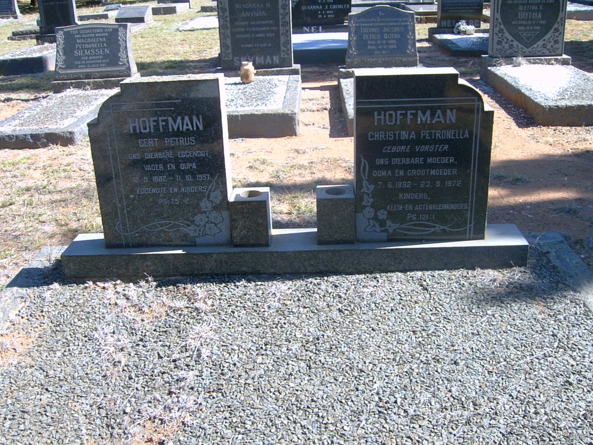 HOFFMAN Gert Petrus 1882-1957 &amp; Christina Petronella VORSTER 1892-1972