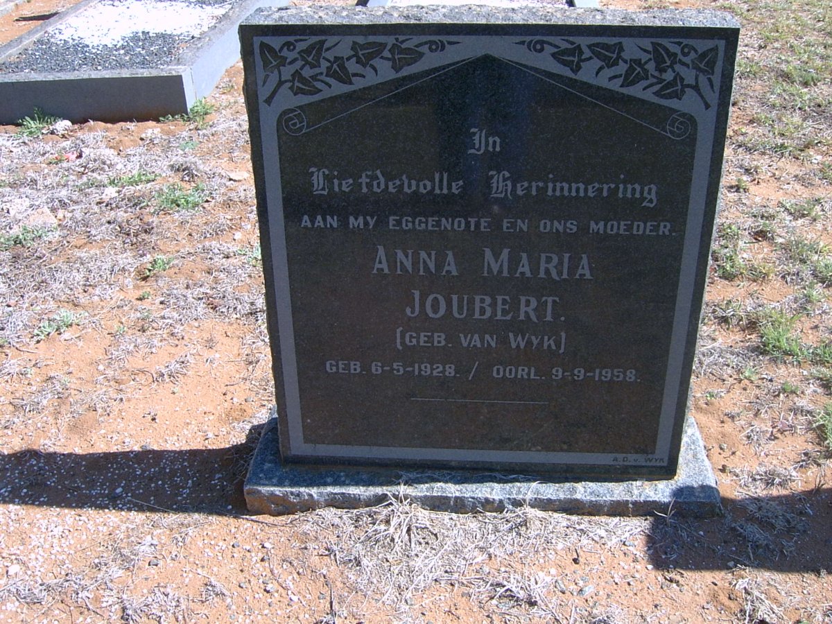 JOUBERT Anna Maria nee VAN WYK 1928-1958