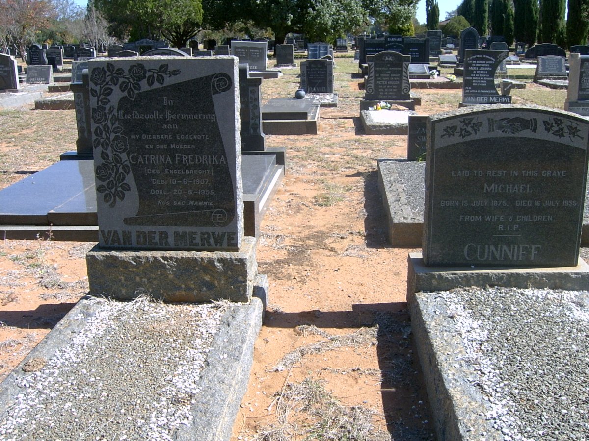 MERWE Catrina Fredrika, van der nee ENGELBRECHT 1907-1955 :: CUNIFF Michael 1875-1955