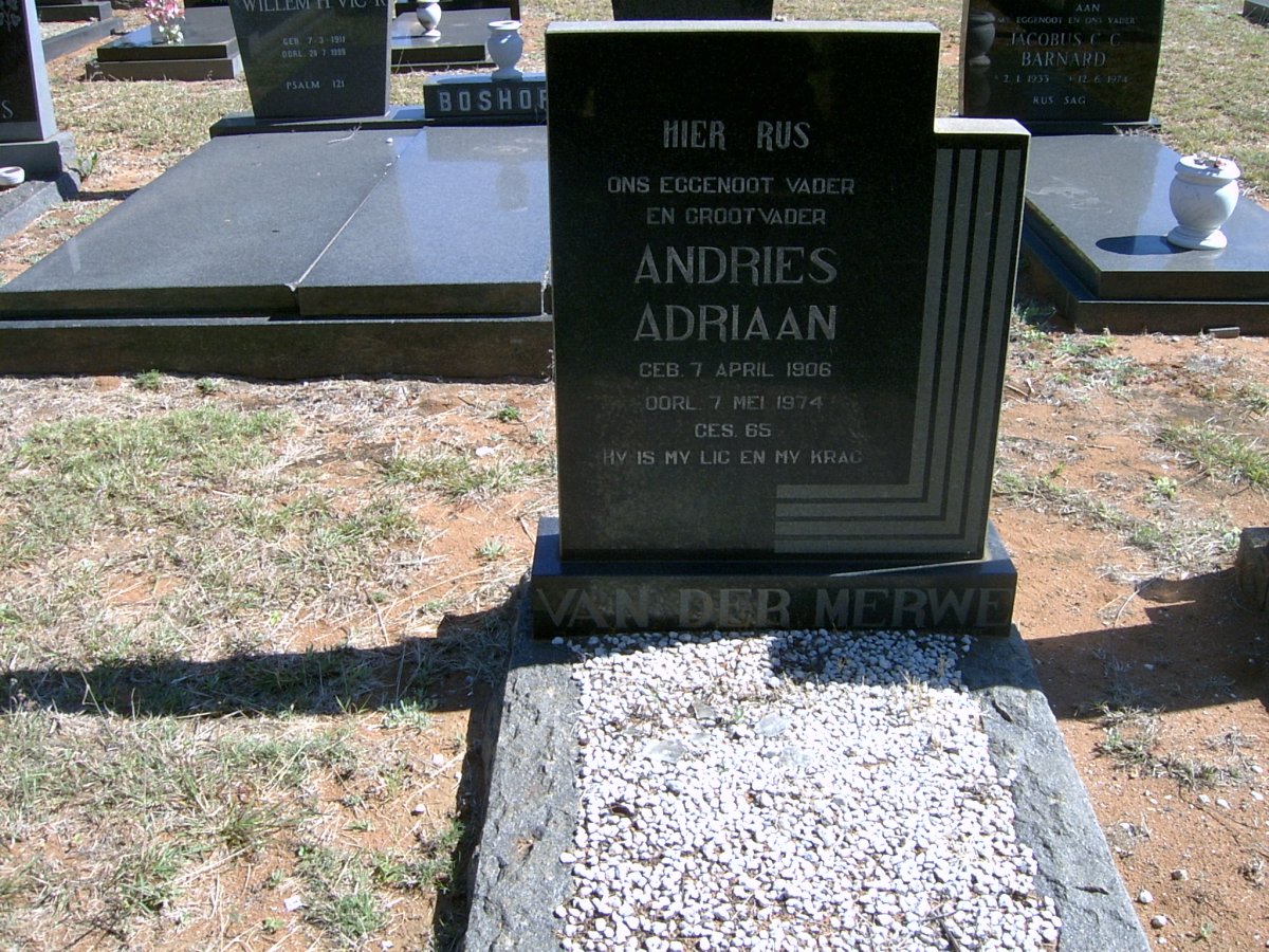 MERWE Andries Adriaan, van der 1906-1974