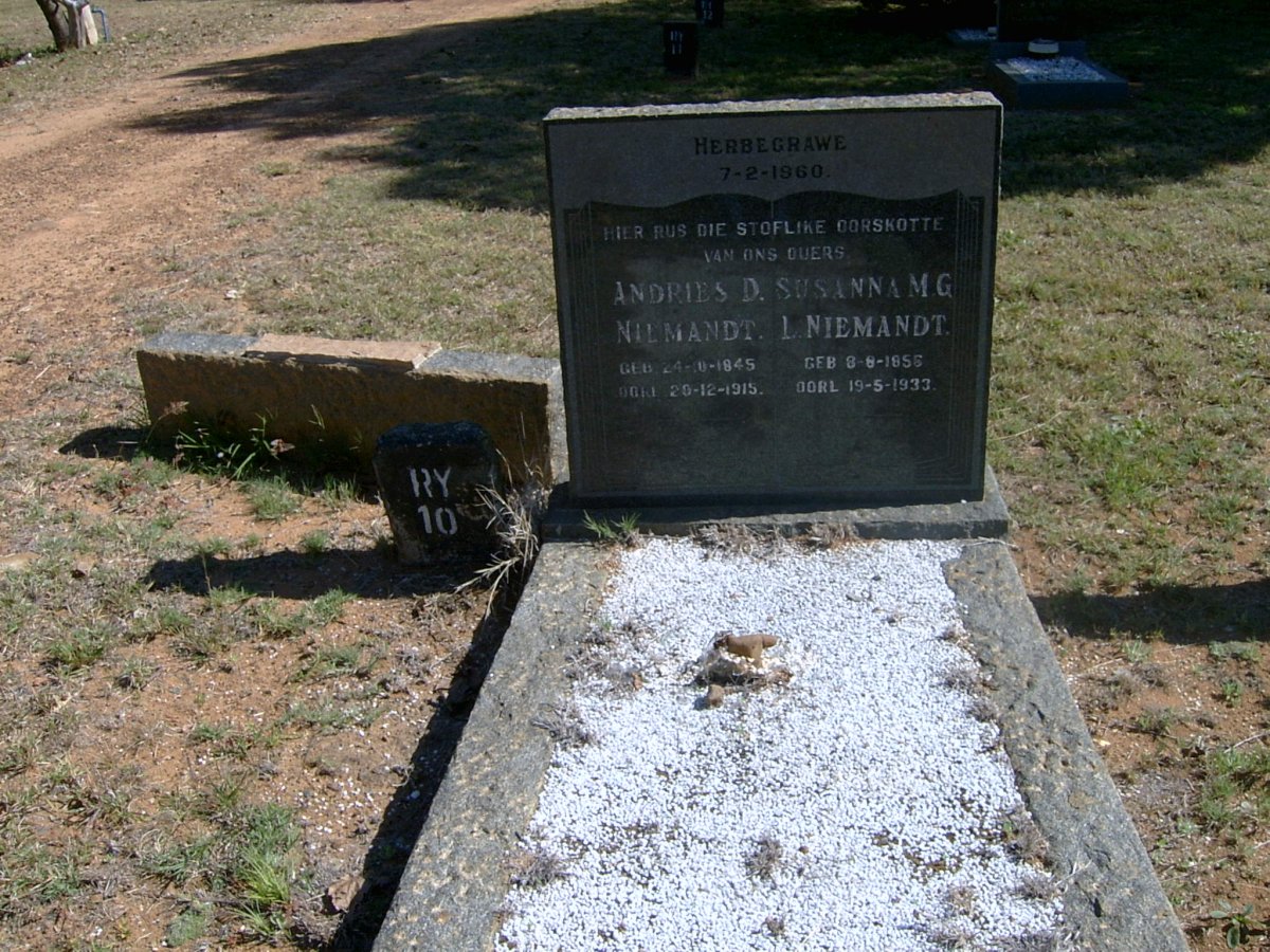 NIEMANDT Andries D. 1845-1915 &amp; Susanna M.G.L. 1856-1933