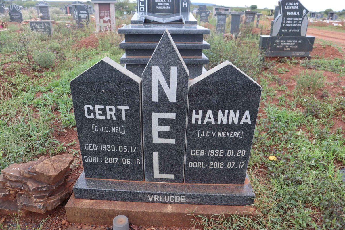 NEL Gert C.J.C. 1930-2017 & Hanna J.C. V. NIEKERK 1932-2012