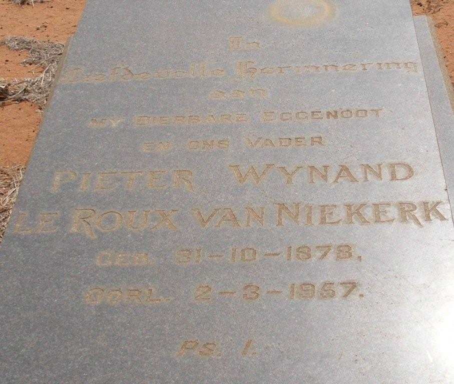 NIEKERK Pieter Wynand le Roux, van 1878-1957