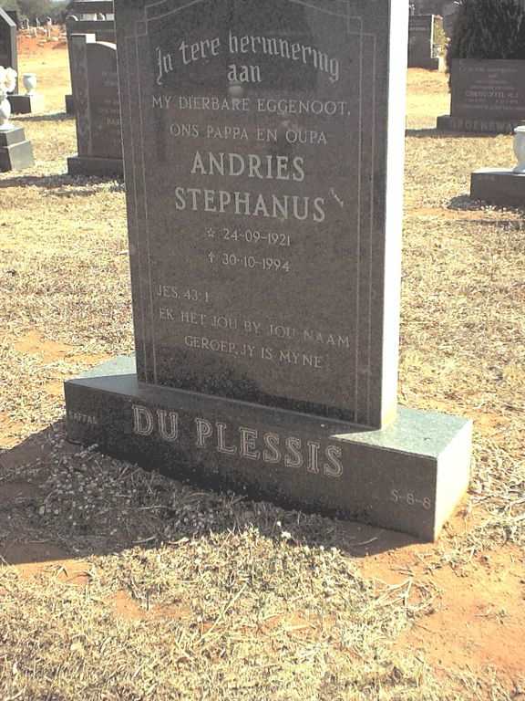 PLESSIS Andries Stephanus, du 1921-1994
