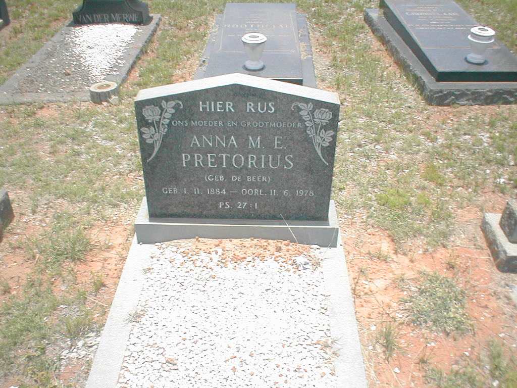 PRETORIUS Anna M.E. nee DE BEER 1884-1978