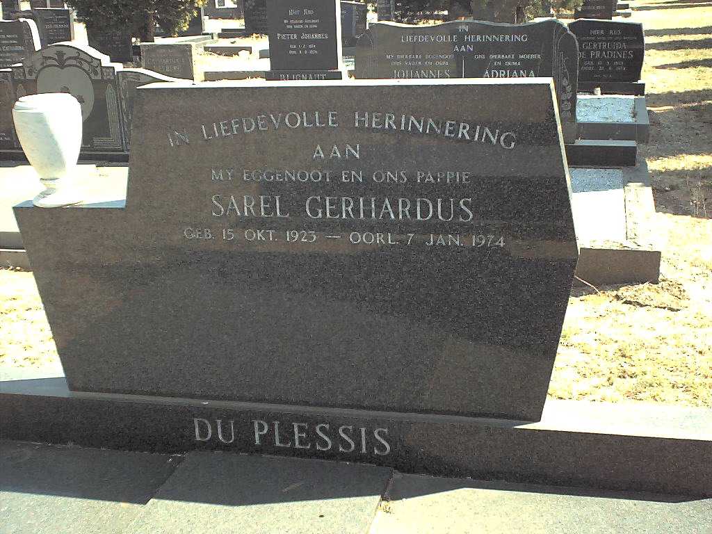 PLESSIS Sarel Gerhardus, du 1923-1974
