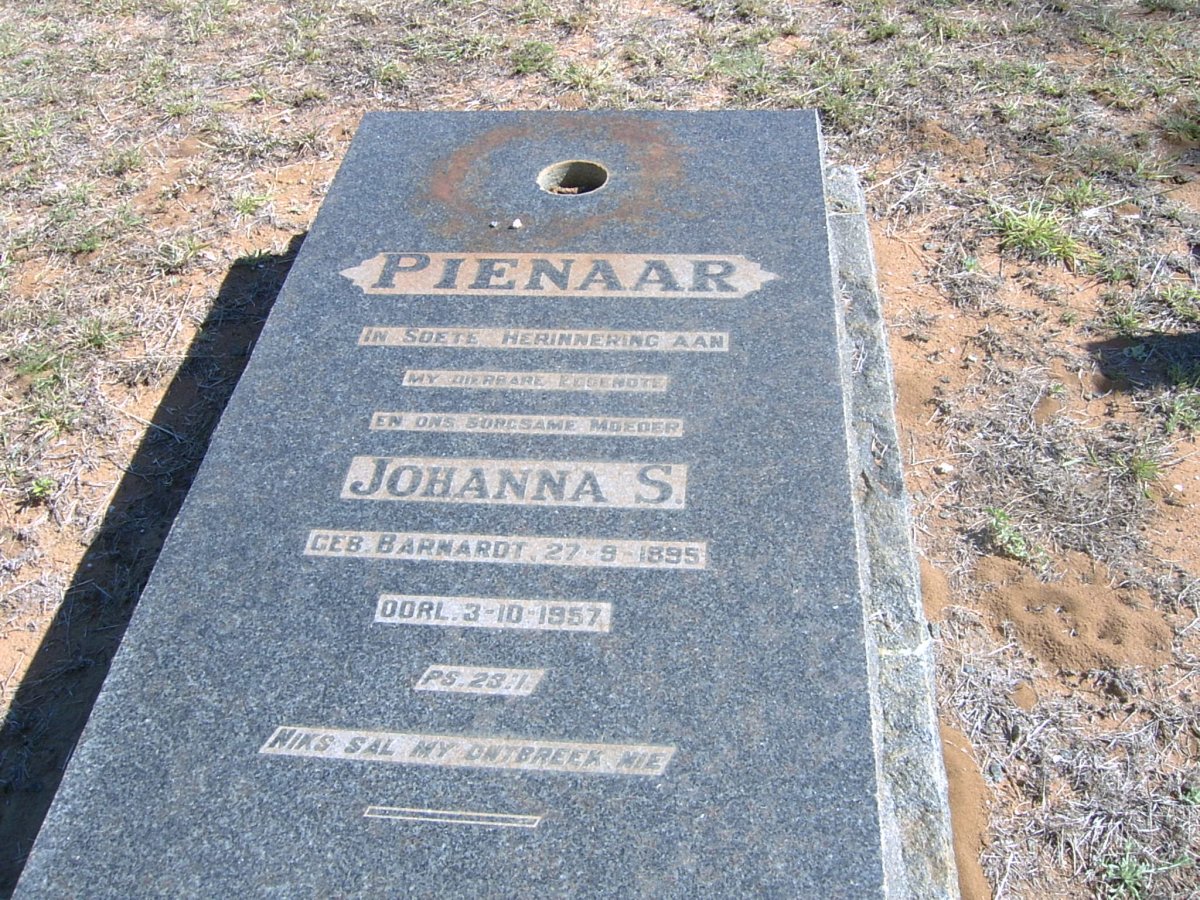 PIENAAR Johanna S. nee BARNARDT 1895-1957