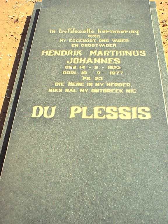 PLESSIS Hendrik Marthinus Johannes, du 1922-1977
