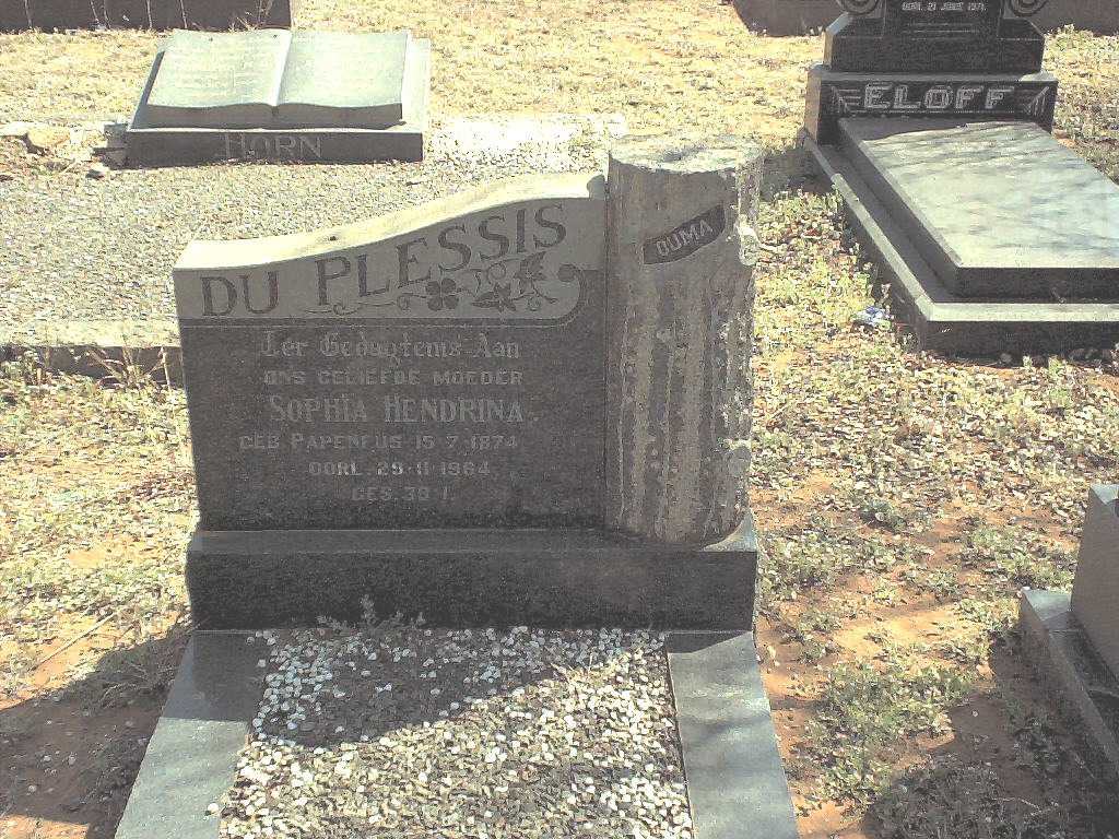 PLESSIS Sophia Hendrina, du nee PAPENFUS 1874-1964