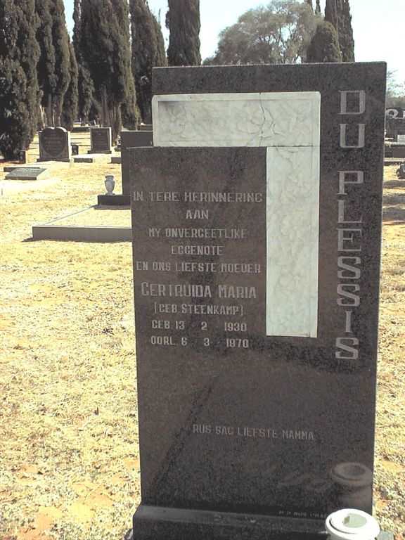 PLESSIS Gertruida Maria, du nee STEENKAMP 1930-1970