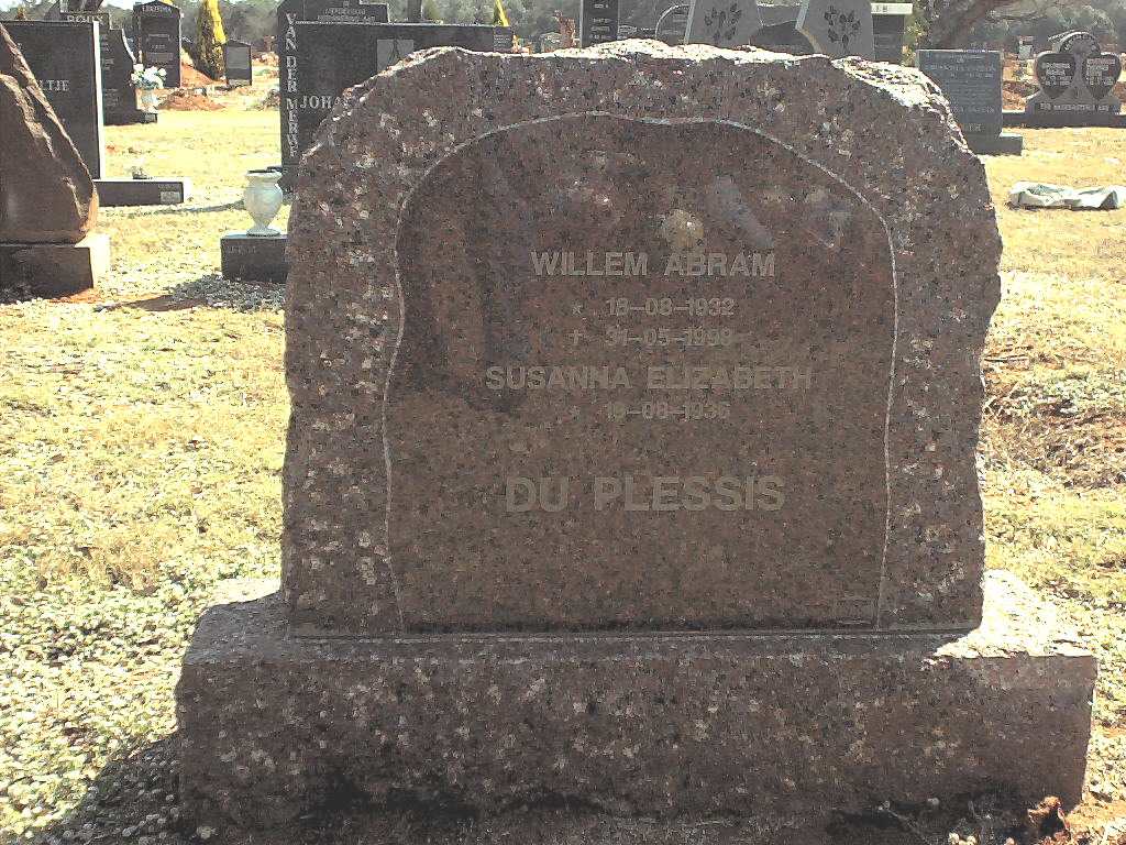 PLESSIS Willem Abram, du 1932-1998 &amp; Susanna Elizabeth 1936-