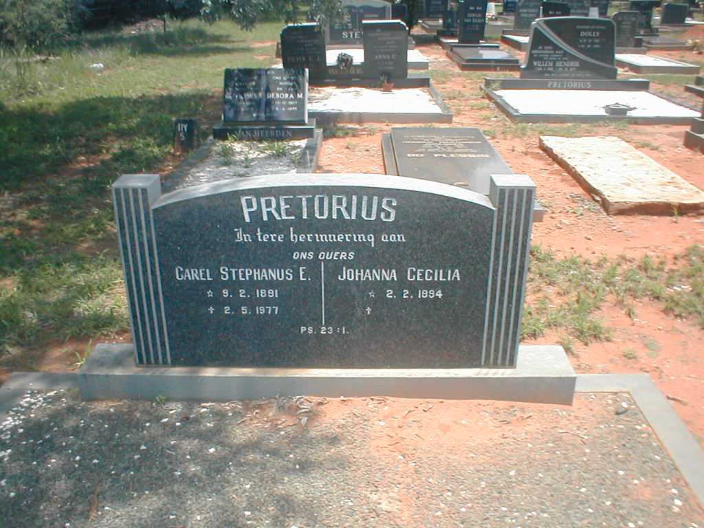 PRETORIUS Carel Stephanus E 1891-1977 &amp; Johanna Cecilia 1894-