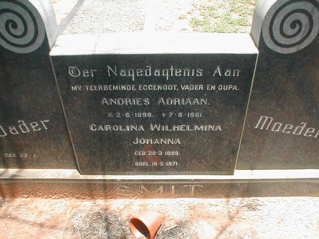 SMIT Andries Adriaan 1898-1961 &amp; Carolina Wilhelmina Johanna 1889-1971