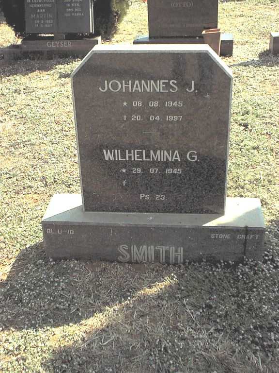 SMITH Johannes J. 1945-1997 &amp; Wilhelmina G. 1945-