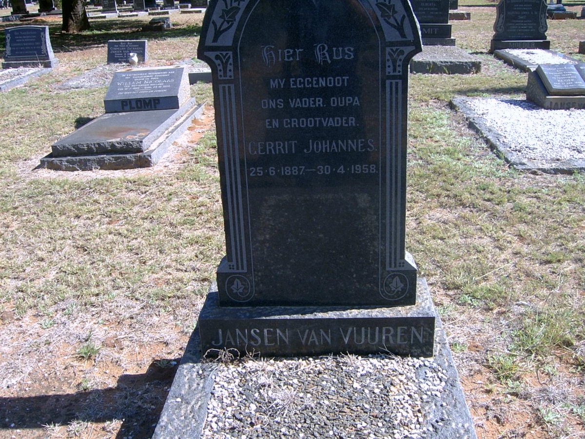 VUUREN Gerrit Johannes, Jansen van 1887-1958