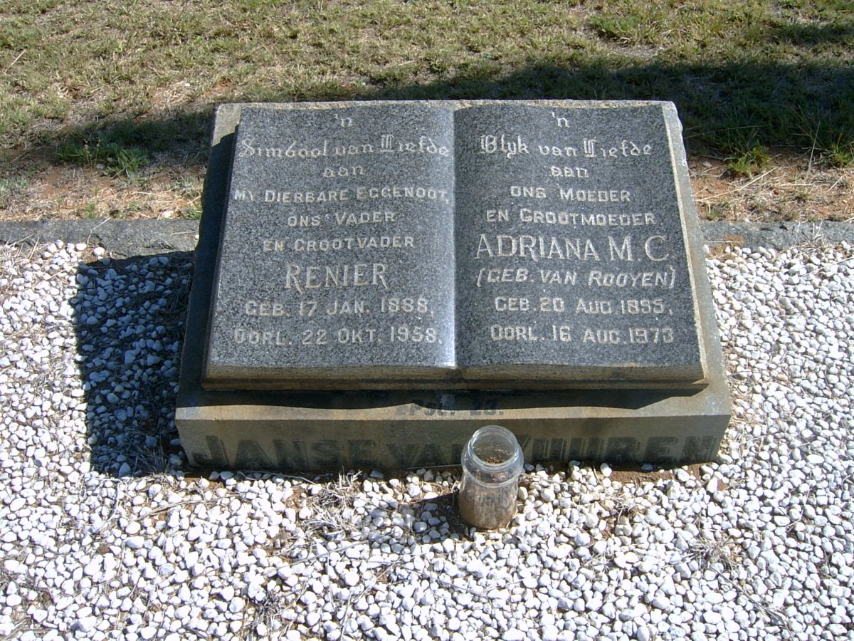 VUUREN Renier, Janse van 1888-1858 &amp; Adriana M.C. VAN ROOYEN 1895-1973