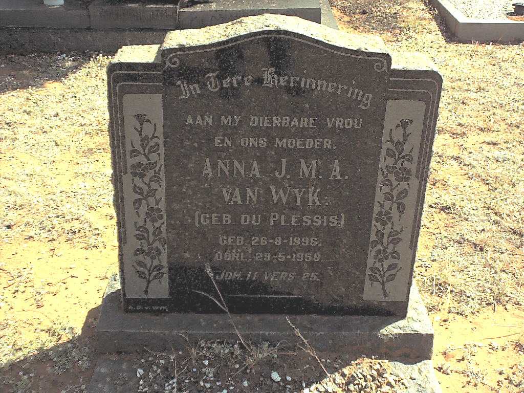 WYK Anna J.M.A., van nee DU PLESSIS 1896-1959