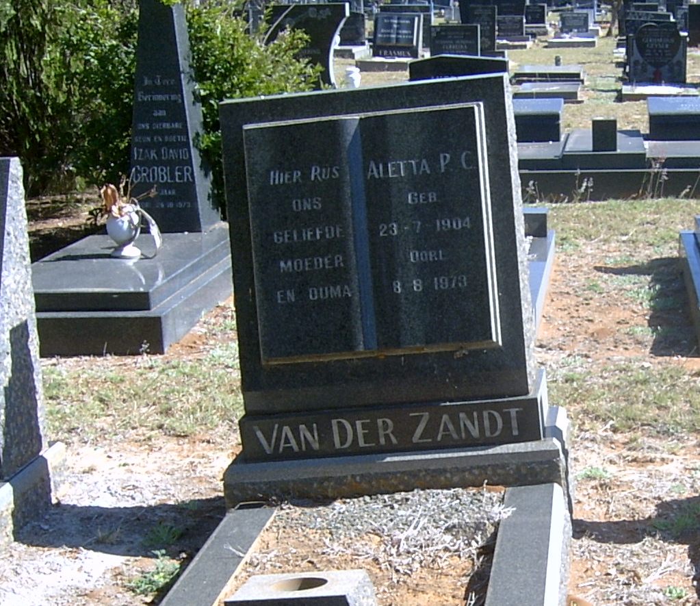 ZANDT Aletta P.C, van der 1904-1973