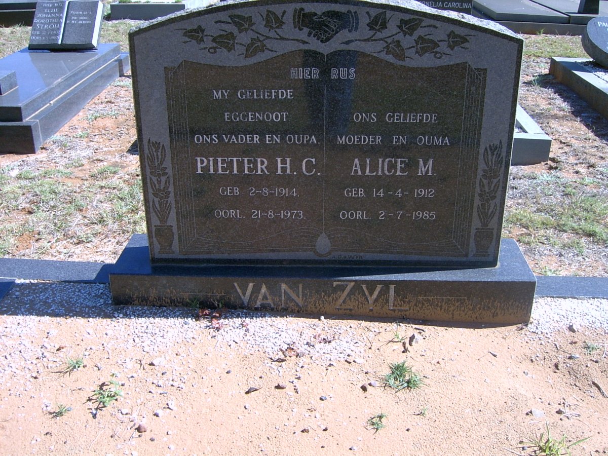 ZYL Pieter H.C., van 1914-1973 &amp; Alice M. 1912-1985