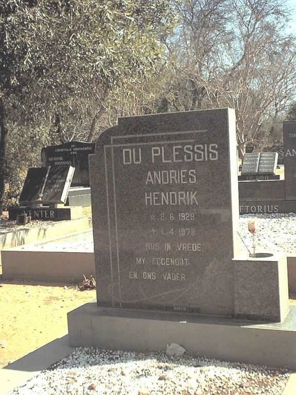 PLESSIS Andries Hendrik, du 1929-1978