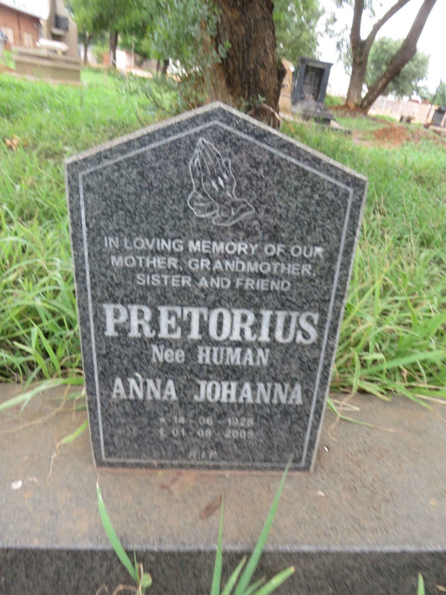 PRETORIUS Anna Johanna nee HUMAN 192?-200?
