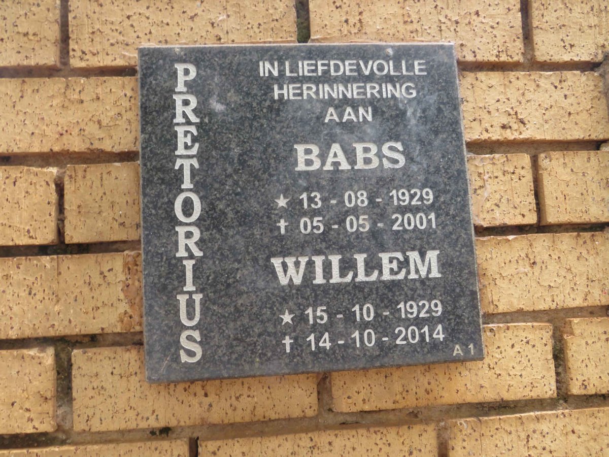 PRETORIUS Willem 1929-2014 & Babs 1929-2001
