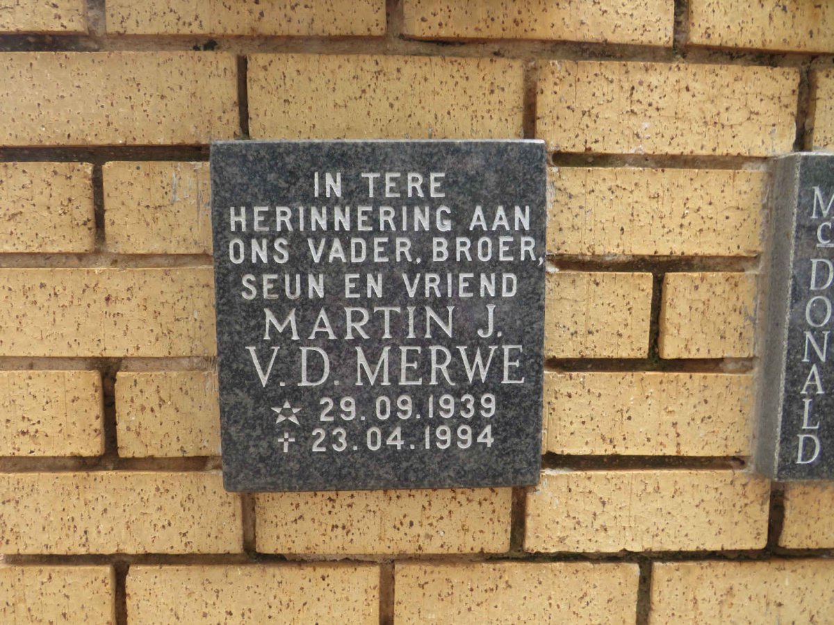 MERWE Martin J., v.d. 1939-1994