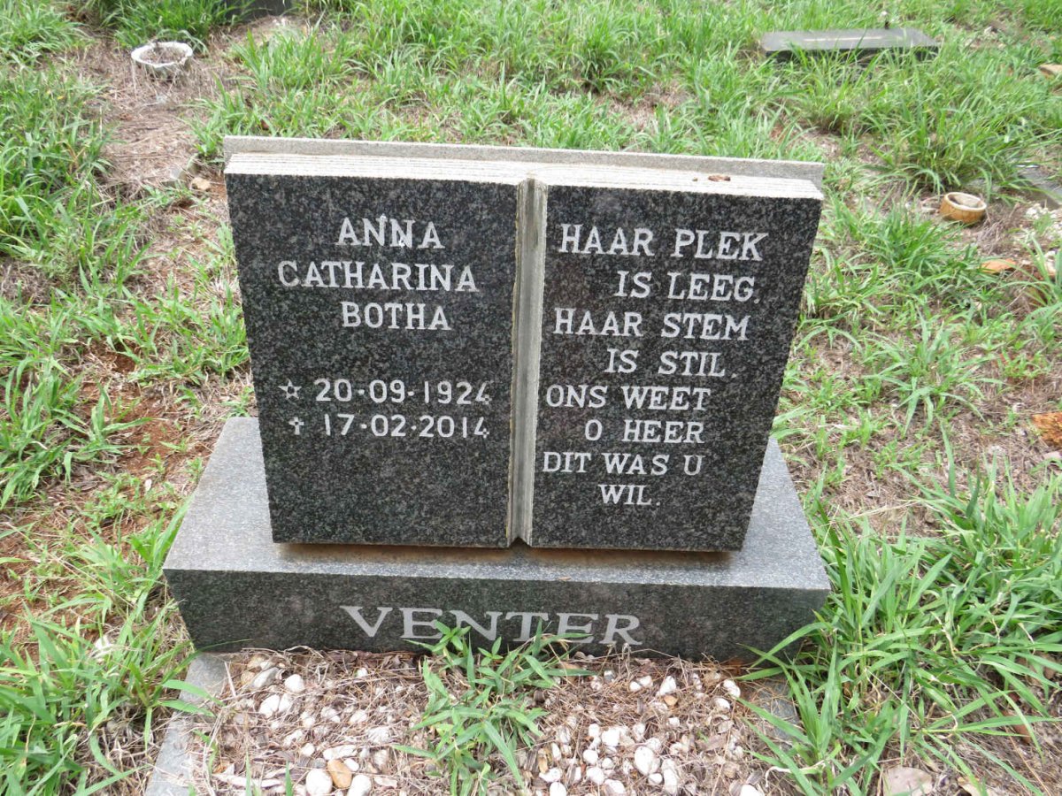 VENTER Anna Catharina Botha 1924-2014