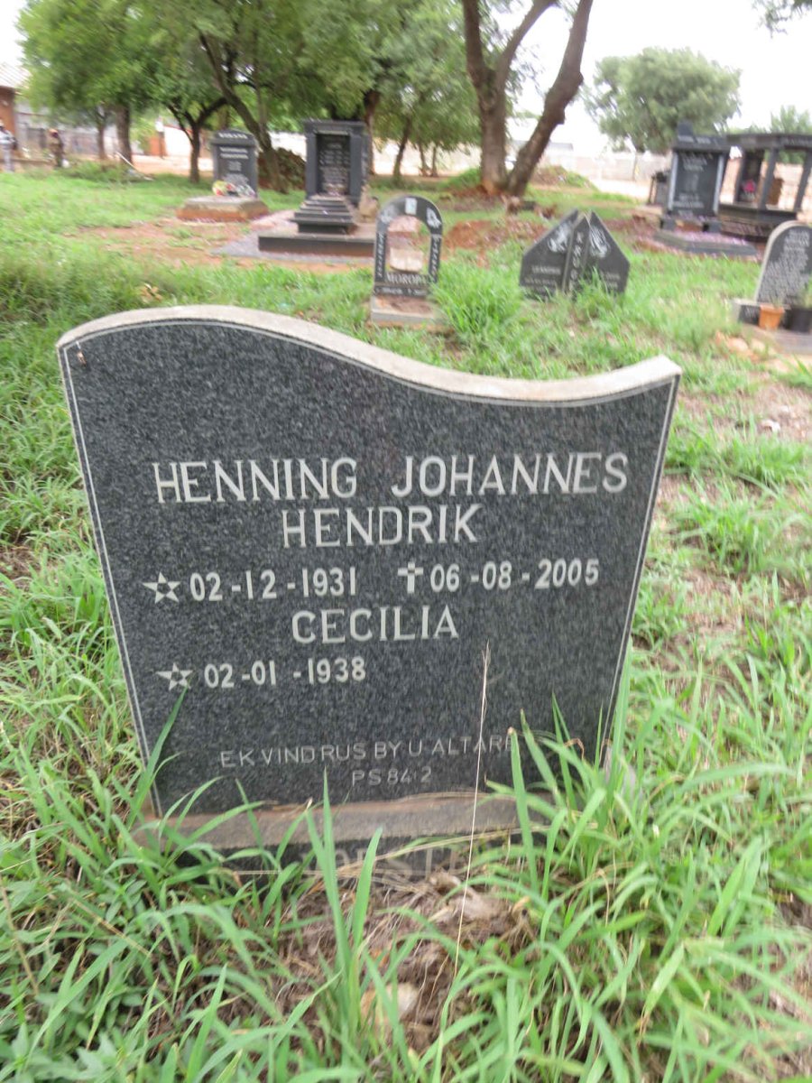 VORSTER Henning Johannes Hendrik 1931-2005 & Cecilia 1938-
