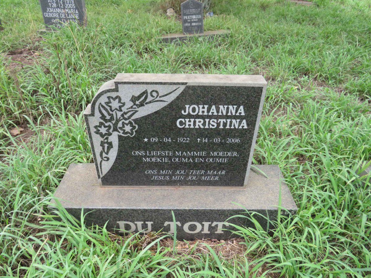 TOIT Johanna Christina, du 1922-2006