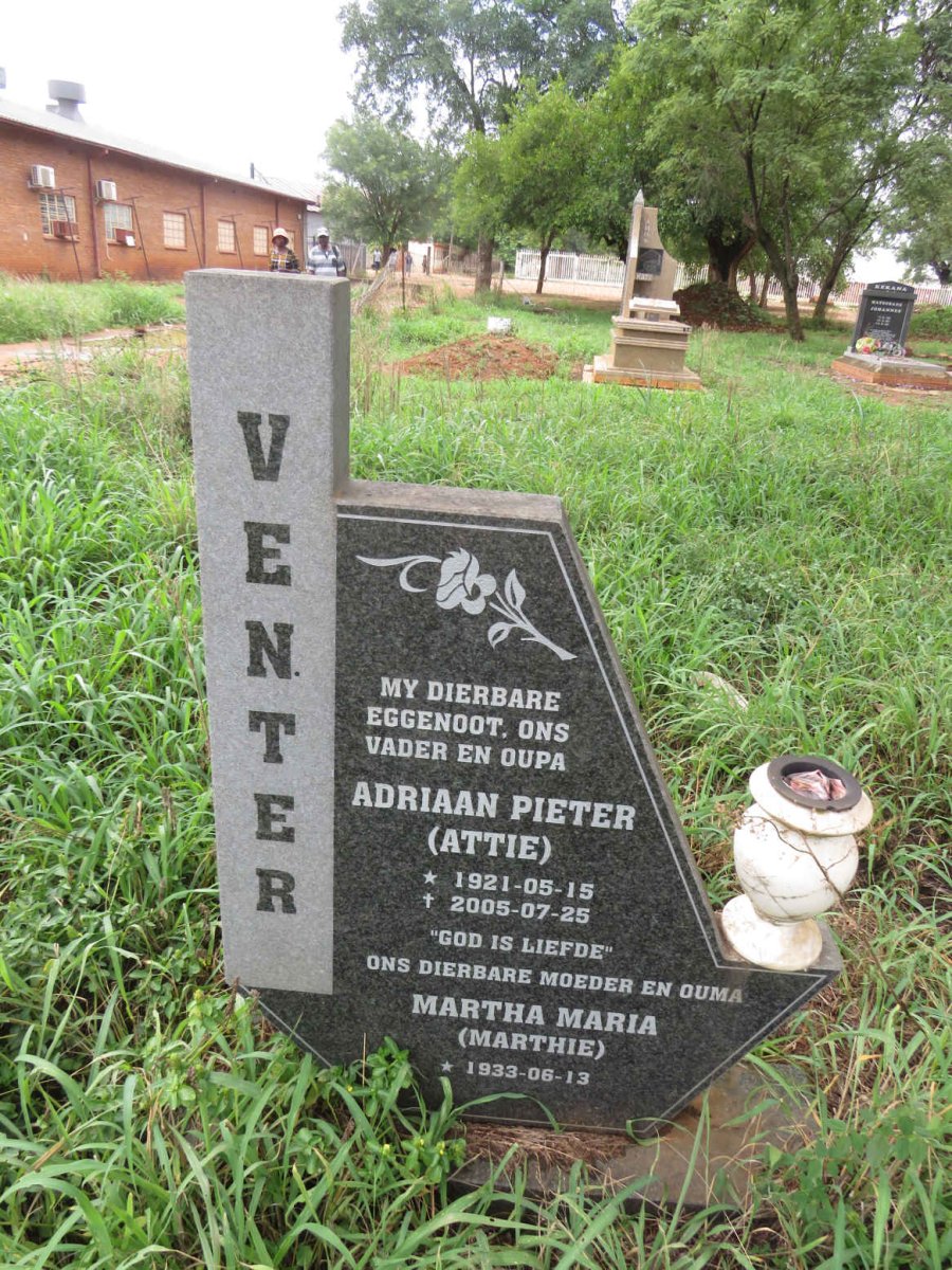 VENTER Adriaan Pieter 1921-2005 & Martha Maria 1933-