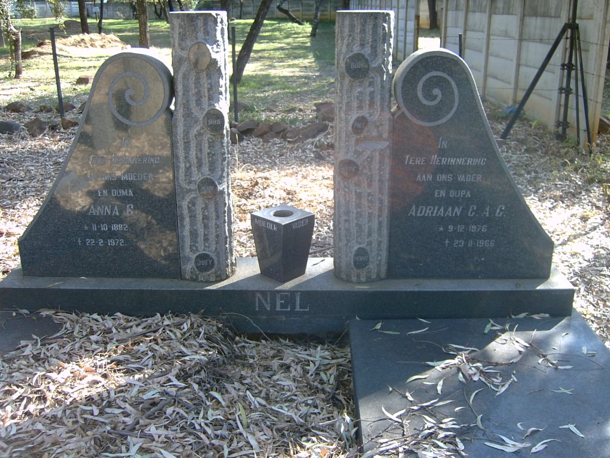 NEL Adriaan C.A.G. 1876-1966 &amp; Anna C. 1882-1972