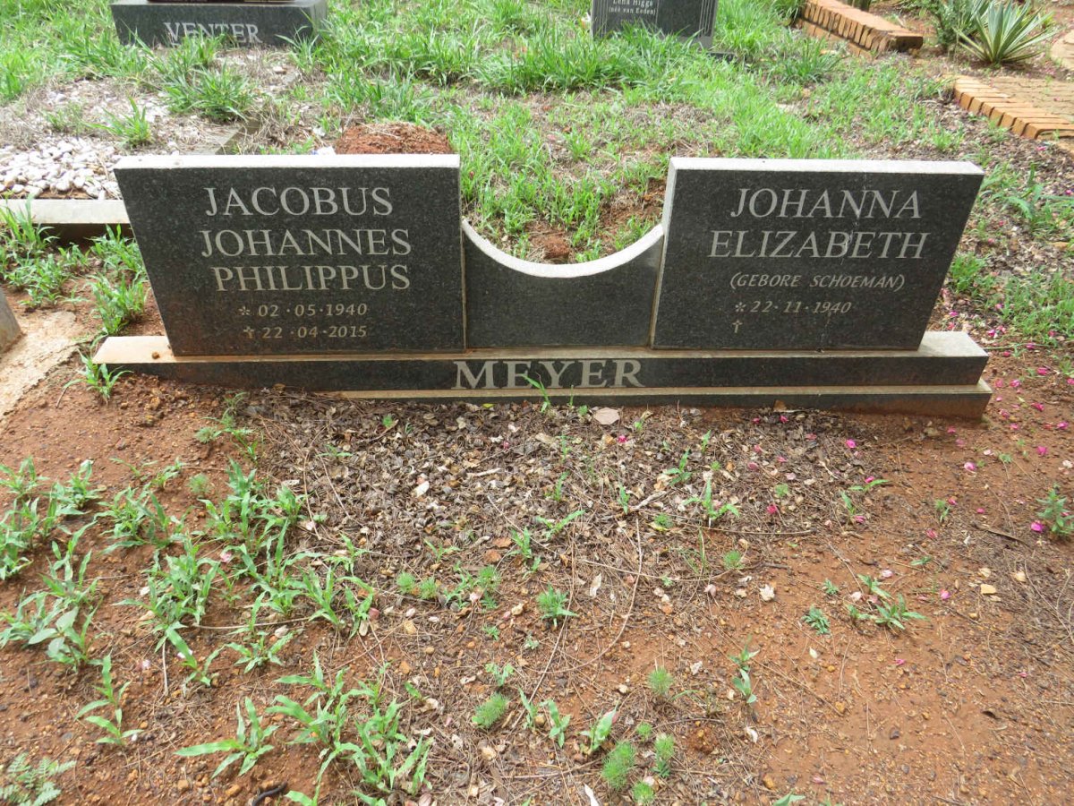 MEYER Jacobus Johannes Philippus 1940-2015 & Johanna Elizabeth 1940-