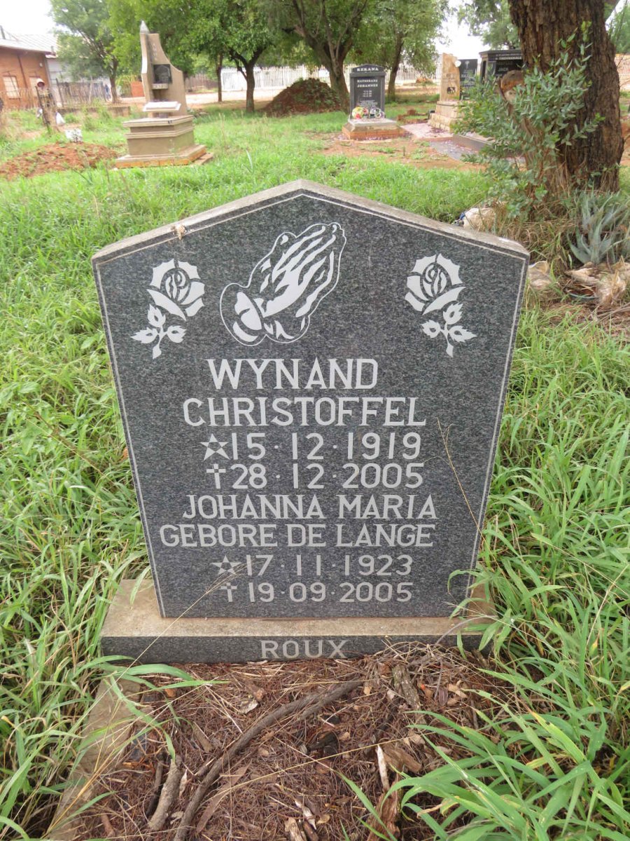 ROUX Wynand Christoffel 1919-2005 & Johanna Maria nee LANGE, de 1923-2005