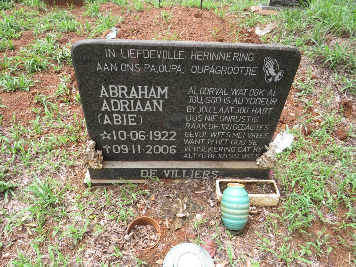 VILLIERS Abraham Adriaan, de 1922-2006
