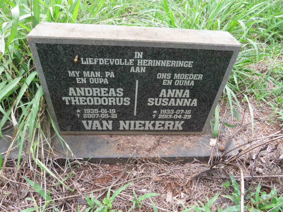 NIEKERK Andreas Theodorus, van 1935-2007 & Anna Susanna 1933-2013