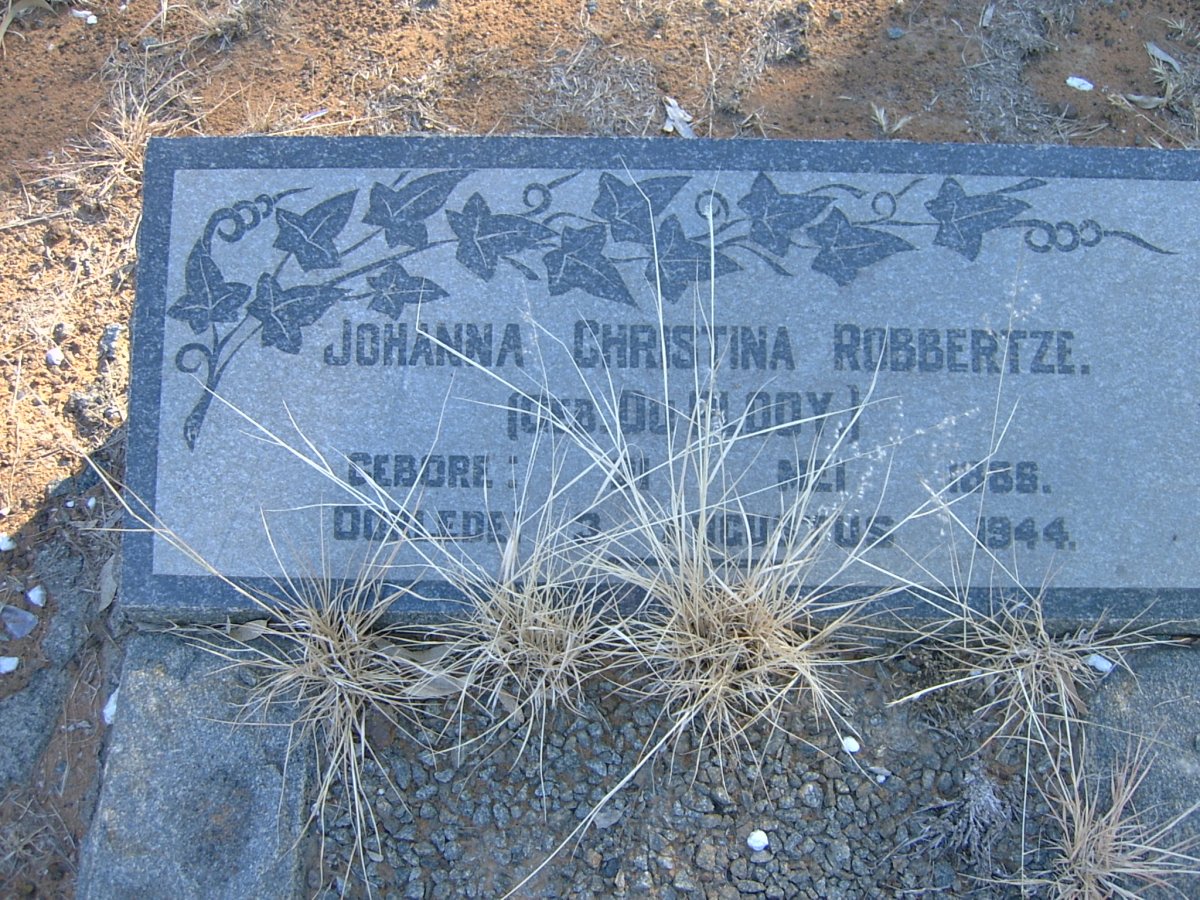 ROBBERTZE Johanna Christina nee DU PLOOY 1886-1944