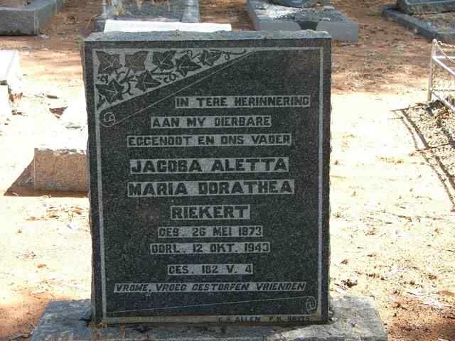 RIEKERT Jacoba Aletta Maria Dorathea 1873-1943