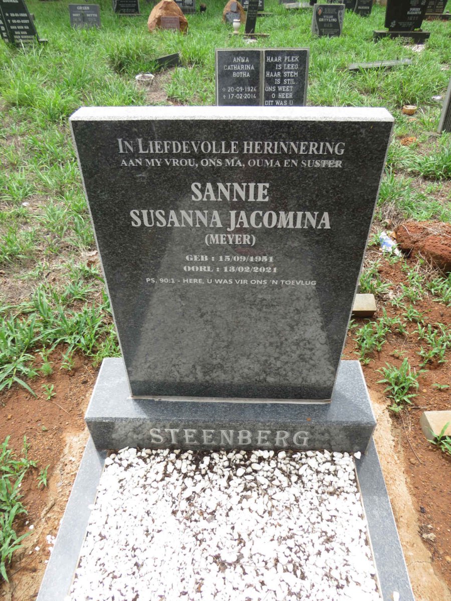STEENBERG Susanna Jacomina nee MEYER 1951-2021