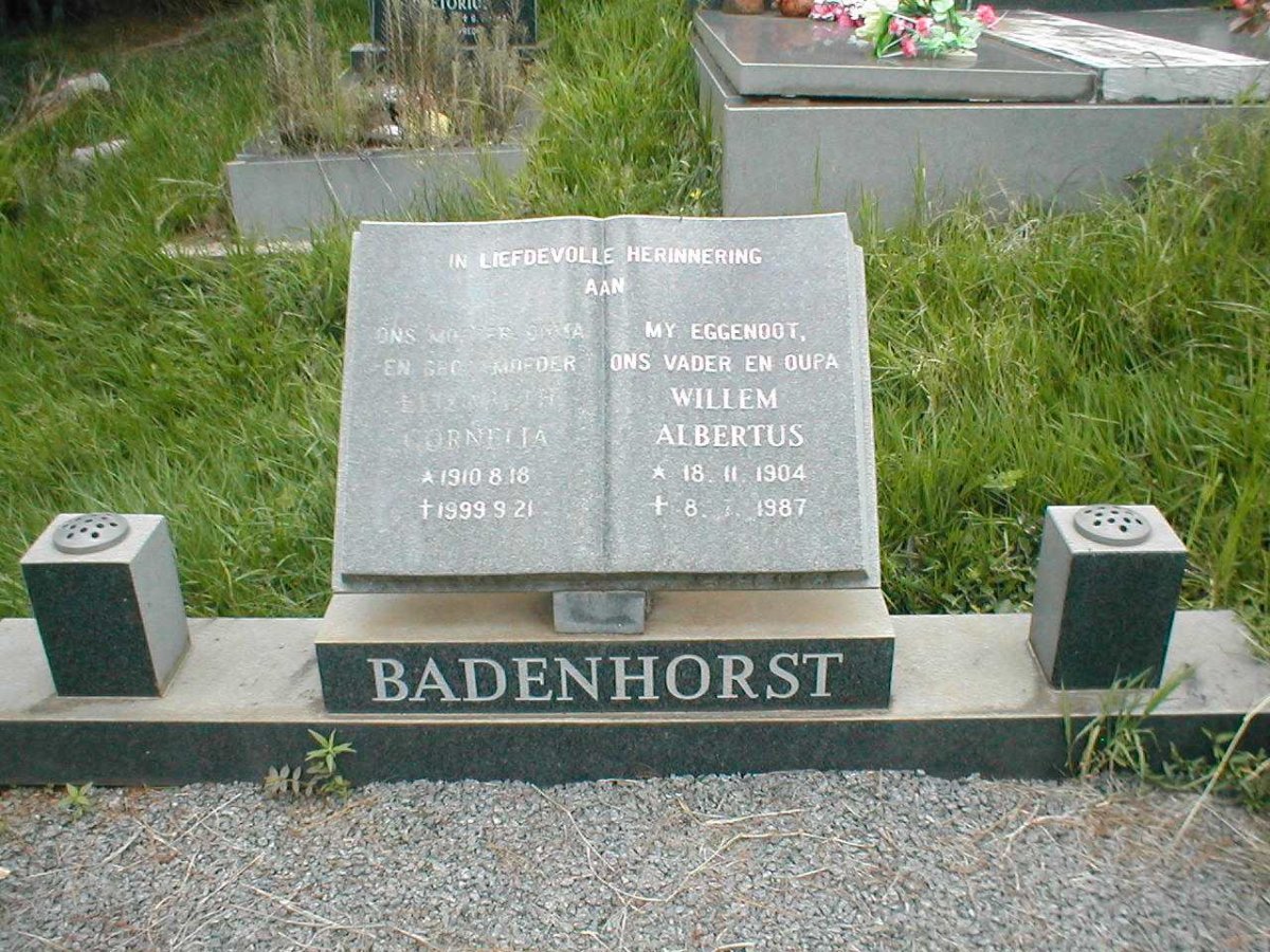 BADENHORST Willem Albertus 1904-1987 &amp; Elizabeth Cornelia 1910-1999