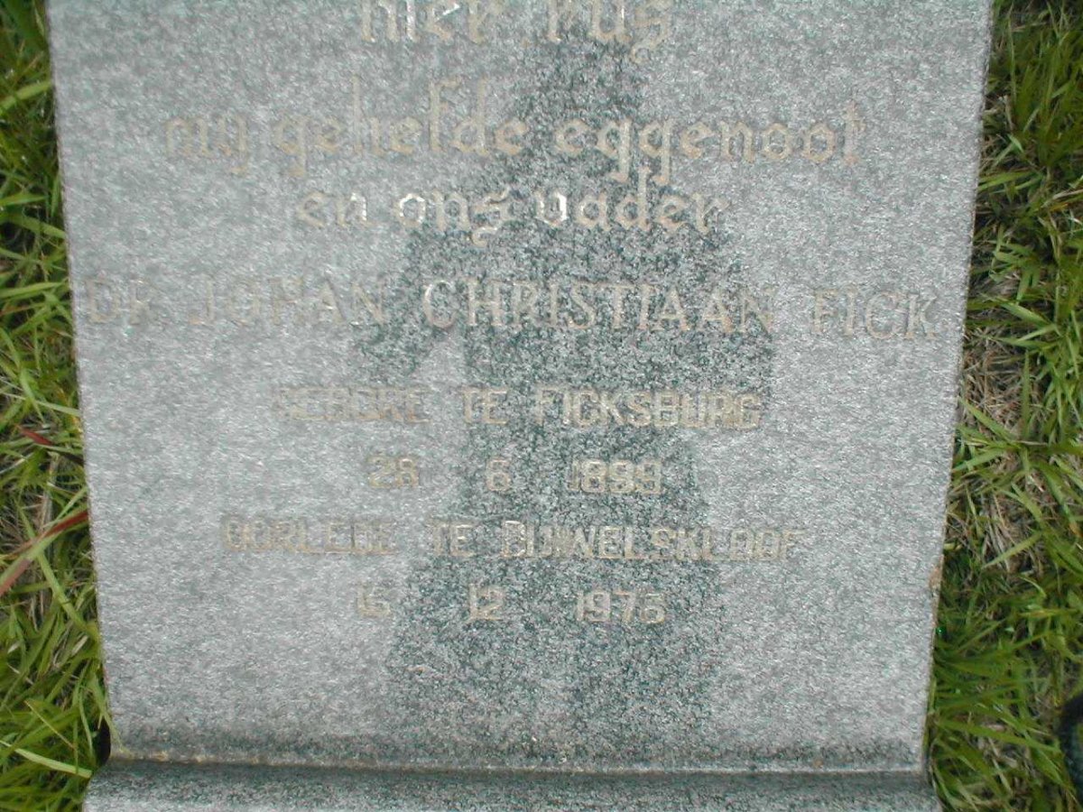 FICK Johan Christiaan 1899-1976