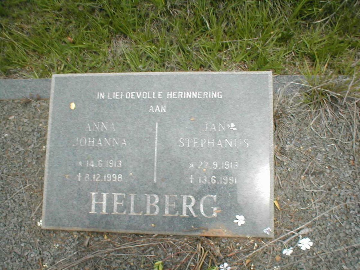 HELBERG Anna Johanna 1913-1998 &amp; Jan Stephanus 1913-1991